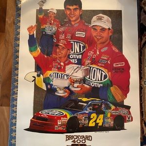 Autographed Jeff Gordon Brickyard Inaugural Poster